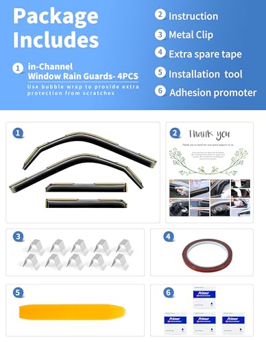 in-Channel Window Rain Guards Fit for Toyota 4Runner 2010-2024 Extra Durable Rain Guard Window Deflectors Window Vent Window Visors Vent Shades Exterior Car Accessories - size: Fit for 2010-2024 Toyota 4Runner