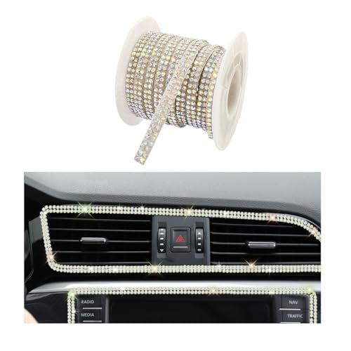 Ohleats Bling Car Trim Self Adhesive, 16.4 Ft Auto Interior Exterior Crystal Rhinestone Decoration Strip Decal, Glitter Trim Strips Line Molding for Dashboard, Car Accessories (Colorful) - color: Colorful
