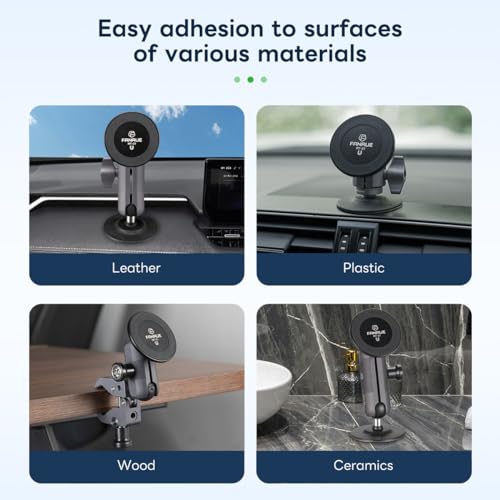 FANAUE Cell Phone Holder Base with 1" Ball Head Magnetic Car Phone Mount Stand Compatible with RAM Mount B Size 1 inch, can be Mounted on car Dashboard, Windshield, Suitable for 4.7-7.5" Smartphone