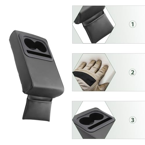 PU Leather Armrest Cushion with Cup Holder, Car Center Console Pad with Front Storage Pocket, Elbow Rest Pillow, Universal Car Armrest Seat Box Cover Protector - Black - color: Black