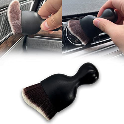 Car Interior Detailing Brush, Ultra Soft Non-Scratch Dust Brush, Car Interior Cleaning Tool for Cleaning Panels, Air Vent, Leather (Brown & White) - color: Brown & White