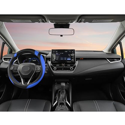 West Llama Customized Auto Car Steering Wheel Cover for Toyota Tacoma,4Runner,Tundra,Sequoia,15.5-16 inch (Black+Blue-Large Size) - color: A-Black+Blue, size: Large size (15 ½''-16'')