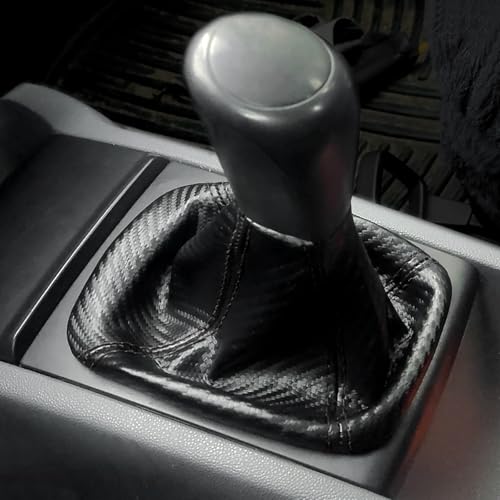 16mm Manual Car Shift Boot,Carbon Fibre Leather Gear Shift Cover for Dust Prevention & Protection,Universal Car Interior Accessories(Black) - color: Black