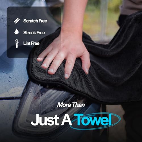 Crystal Clean XL (28x36) Car Drying Towel - 70/30 Korean Blend Car Towel with Double Twisted Loop, Professional Detailing Towel for Car Detailers - Quick Dry, Paint Safe & Swirl-Free - color: Single Side Grey