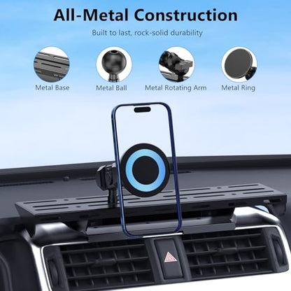 DIAMOOKY Metal Magnetic Phone Mount for Toyota 4Runner 2024 2023 2022 2021 2020-2010 5th Gen 4runner Accessories Dash Cell Phone Holder Adjustable Phone Stand Fit for All Smartphone - style: 2010-2024 (Full Size)