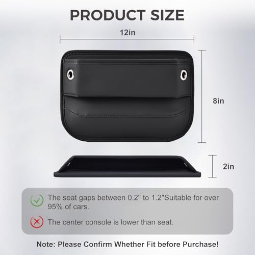 2026 2 Pack Car Seat Gap Filler Organizer, Universal Premium Leather Front Seat Side Organizer, Gap Filler for Car, Phone, Sunglasses, Keys, SUV Truck