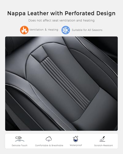 Huidasource Back Seat Cover, Nappa Leather Back Car Seat Cover with Ventilation Holes, Velcro Adjustable, Compatible with Seat Belts, Child Safety Seats, Fit for Most Cars SUV Trucks, Black - color: R# Black, size: Back Seat Cover