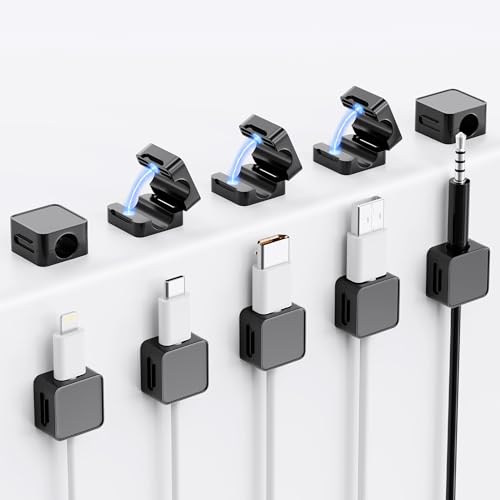 10 Pack Magnetic Cord Organizer Holder, Adjustable Cable Clips, Strong Adhesive Desk Cable Management Clips for Nightstand, Office, Car, Easy Open Design for Tidy Wire Organization - size: 10 Pack