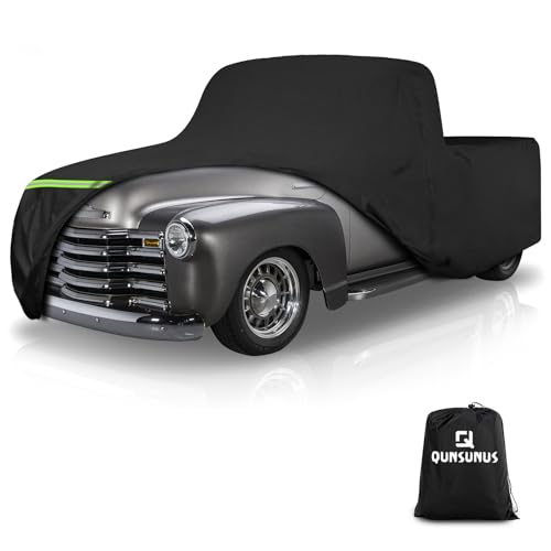 QUNSUNUS Car Cover for Chevy 3100 2 Door 1946-1957, Waterproof 3100 Car Covers with Cotton Lining, 3100 Truck Cover with Straps and Zipper for Wind, Sun and Dust Protection - size: for Chevy 3100 1946-1957