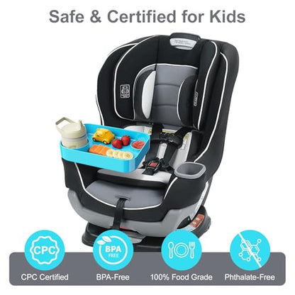 Car Seat Snack Tray for Toddlers - 3 Inch Cup Holder Fits Most Sippy Cups & Straw Bottles with Dip Well, Mess-Free Square Kids Travel Tray Road Trip Essentials, Sky Blue - color: Sky Blue