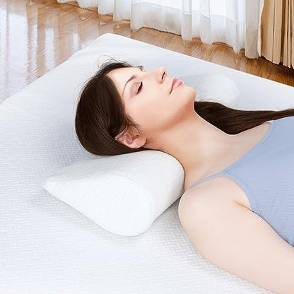 COOLBEBE Cervical Neck Pillows 2PCS, Memory Foam Neck Roll Pillows for Sleeping, Ergonomic Bolster Pillow for Bed, Sofa, Car Seat, Spine Support for Back Sleepers (2 Pack)