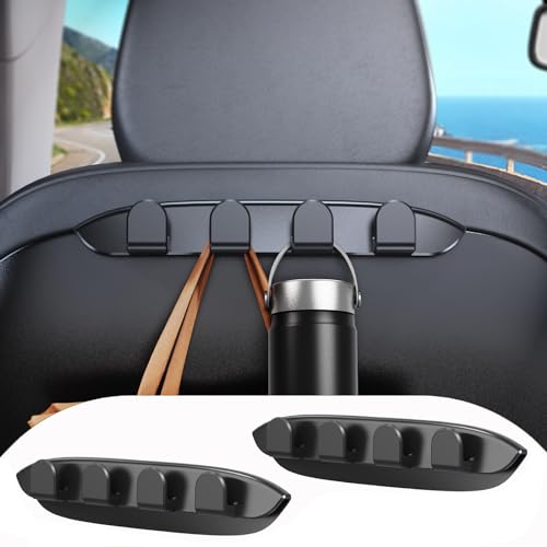 2 Pack Car Seat Hooks for Tesla Model Y(Juniper) Model 3(Highland) Accessories 2026 2025 2024 2023 2022 2021, Purse Hanger Automotive Seat Back Organizers for Bags, Handbag Backpack Grocery - color: Black