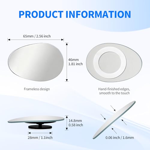 2 PCS Car Blind Spot Mirror, HD Frameless Convex Glass Angle Adjustable, Self-adhesive Back Auxiliary Reverse Mirror Wide Angle Side Mirrors Universal Car Exterior Accessories (Oval) - size: Oval