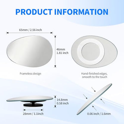 2 PCS Car Blind Spot Mirror, HD Frameless Convex Glass Angle Adjustable, Self-adhesive Back Auxiliary Reverse Mirror Wide Angle Side Mirrors Universal Car Exterior Accessories (Oval) - size: Oval