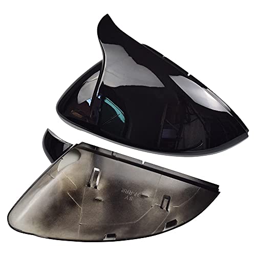 1 Pair Rearview Mirror Cover Left Right Side Mirror Covers Caps for VW Golf MK7 7.5 GTI 7 Golf 7 R - color: Black-2