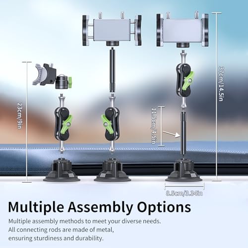 Car Phone Holder-Phone Mount for Car Windshield & Truck-Holder with 360° Rotating Metal Arm-Mount with Super Stable Suction Cup for All Vehicles - style: Extended