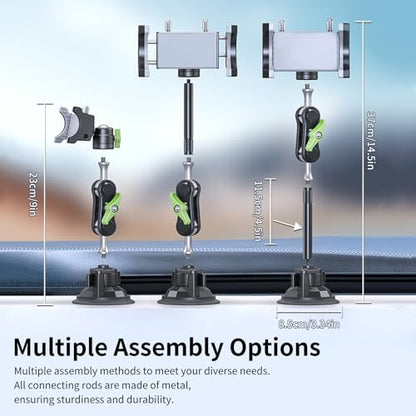 Car Phone Holder-Phone Mount for Car Windshield & Truck-Holder with 360° Rotating Metal Arm-Mount with Super Stable Suction Cup for All Vehicles - style: Extended