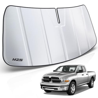 MZS Windshield Sun Shade Compatible with Ram 1500 2002-2008, Foldable Truck Sun Shade Shield with Storage Pouch, Front Window Visor RAM 1500 Sunshade Accessories for Interior Protector - size: Ram 1500 2002-2008