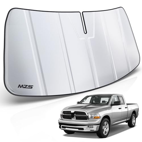 MZS Windshield Sun Shade Compatible with Ram 1500 2002-2008, Foldable Truck Sun Shade Shield with Storage Pouch, Front Window Visor RAM 1500 Sunshade Accessories for Interior Protector - size: Ram 1500 2002-2008