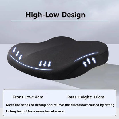 Adult Car Booster Seat Cushion, Car Seat Driver Height Boost Mat Memory Foam Car Seat Cushions Pad Improve Driving View Non-Slip 3D Office Chair Cushion Pressure Relief (Black) - color: Black