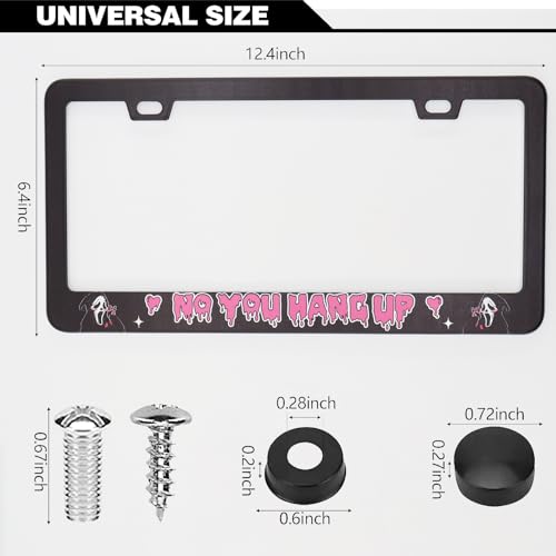 Scream Ghost Funny Hilarious Skull Face No You Hang Up License Plate Frames, 2 Pack Car Plate Frame, Stainless Steel License Plate Holders Covers with Free Screws Fasteners Caps (No You Hang Up) - color: No You Hang Up