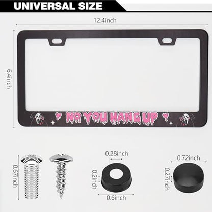 Scream Ghost Funny Hilarious Skull Face No You Hang Up License Plate Frames, 2 Pack Car Plate Frame, Stainless Steel License Plate Holders Covers with Free Screws Fasteners Caps (No You Hang Up) - color: No You Hang Up