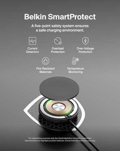Belkin Magnetic Wireless Charging Pad Qi2 15W w/Kickstand - MagSafe-Compatible Qi2-Certified Wireless Charger for iPhone 17, Samsung Galaxy S25, AirPods, & More w/Power Supply Included - Black - style: Power Supply Included (Gen 2)
