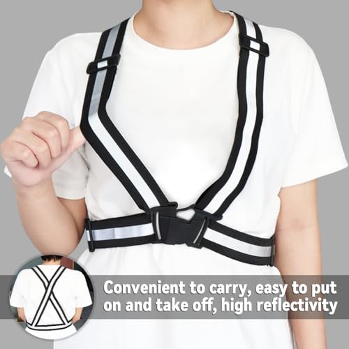 Tenalleys 2 Pack Reflective Vest Running Gear Adjustable High Visibility Reflective Running Safety Vest for Women Men Night Cycling,Hiking, Jogging,Dog Walking - color: Black