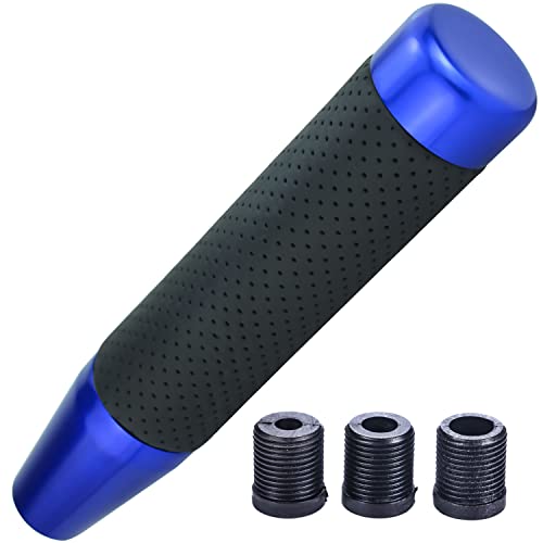 7" Long Weighted Gear Shifter Knob Leather Covered Alloy Car Stick Shift Lever Handle Fit Most Manual Vehicles, Blue - color: Blue