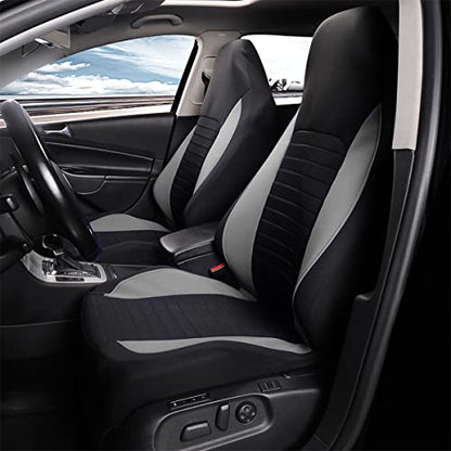 Car Front Seat Covers, Bucket One-Piece Auto Front Seat Protectors, 2PCS Premium Breathable Vehicle Seat Cushions Airbag Compatible, Car Accessories Universal for SUVs, Trucks, Car (Gray) - color: Gray