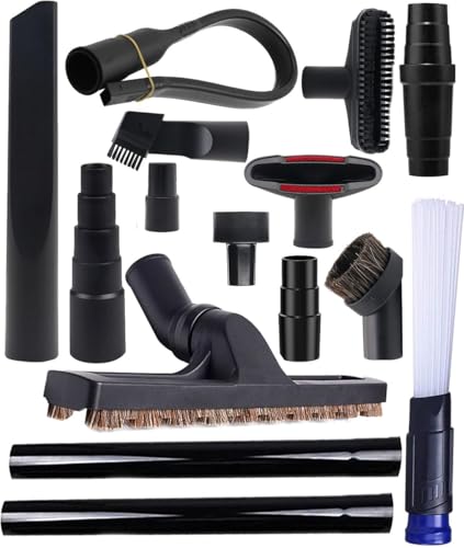 15 Pcs Vacuum Attachments for Shop Vac Accessories with Vacuum Adapters, 1 1/4" Vacuum Brush Flexible Crevice Tool and Vacuum Wand for Multi-vacuum Households & Car Detailing & Hard-to-reach Areas - color: 15 Pcs- vacuum Attachments