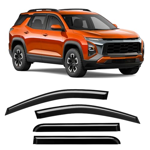 Tape-On Rain Guards Compatible with Chevy Equinox 2025 2026 Window Deflector Out Channel Extra Durable Side Sun Guard 2025 Equinox Visor Deflectors Black 4 PCS - size: Fit for Chevy Equinox 2025-2026