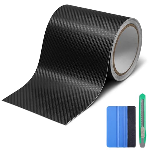 Lypumso Carbon Fiber Vinyl Tape with Tools Kits, Chrome Delete Vinyl Wrap for Blackout Car Door Edge Guard Door Sill Window Trim Protector (3D Black, 5in x 30ft) - color: Black, size: 5in x 30ft