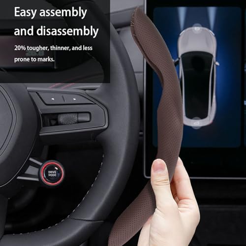 Car Steering Wheel Cover, Nappa Leather, Segmented, Anti-Slip, Odorless, Breathable, for General Motors, 14-15inch (Coffee) - color: Coffee