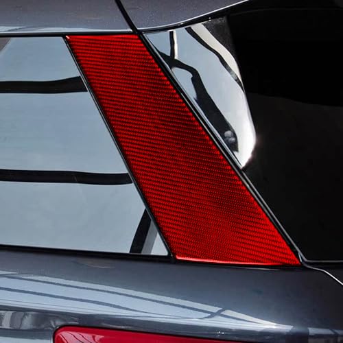 Real Red Carbon Fiber Car Rear Row Window Side Panel Anti-Scratch Soft Sticker Auto Exterior Trim Compatible with Ford Explorer(U625) XLT/Limited/ST/Platinum/Platinum Hybrid 2020 2021 2022 2023 - color: D-pillar