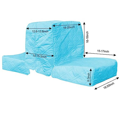 Back to Back Boat Seat Covers， Replacement Boat Lounge Seat Covers, Soft Microfiber Fabric, 100% Waterproof Boat Covers for Damaged Seats (Blue) - color: Blue
