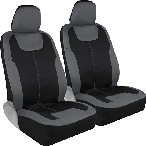 Motor Trend Perfect Symmetry Gray Car Seat Covers, Full Set – Waterproof Neoprene Foam Lining, Durable Front and Back Rear Bench Protectors, Fits Most Car Truck Van and SUV - color: Gray Front Black Rear