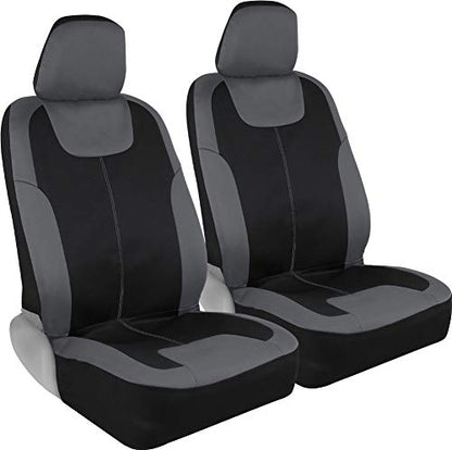 Motor Trend Perfect Symmetry Gray Car Seat Covers, Full Set – Waterproof Neoprene Foam Lining, Durable Front and Back Rear Bench Protectors, Fits Most Car Truck Van and SUV - color: Gray Front Black Rear
