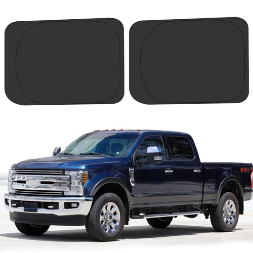 Rear Side Window 2nd Row Sunshade for 2017-2022 Fo-rd Super Duty F250 F350, Super Crew Cab 4Door, XL XLT Lariat King Ranch, Platinum Pickup, Foldable Window Sun Shades Sun Visor, Pack of 2 - size: Silver & Black-Fit 2017-2022 Ford F250 F350 Rear