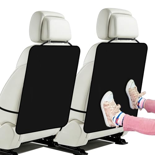 2PCS Kick Mats Back Seat Protector for Kids, Waterproof Oxford Cloth Car Back of Seat Protector, Seatback Cover for Car Front Seats, Protection Against Dirt Dust Mud Scratches (Black) - color: Black