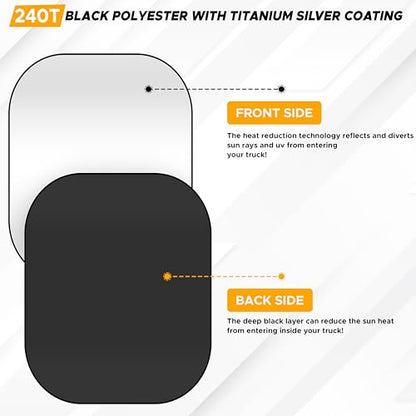 EcoNour Windshield Sun Shade for Semi Truck Size (40" L x 32" D), Front Window Reflective Sunshade for Large Vehicles, 240T Polyester Silver Coated Heat and UV Block Protection - size: Semi-truck
