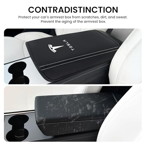 Car Middle Center Console Cover for Tesla Model 3/ Model 3 Highland/Model Y/Y Juniper/YL Accessories Waterproof Middle Arm Rest Cover,Scratch-Resistant Protector Pad