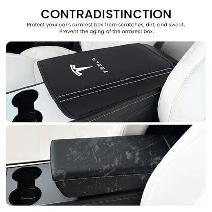 Car Middle Center Console Cover for Tesla Model 3/ Model 3 Highland/Model Y/Y Juniper/YL Accessories Waterproof Middle Arm Rest Cover,Scratch-Resistant Protector Pad