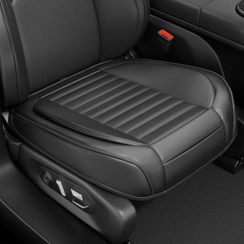 2 Pack Car Bottom Seat Cover, Luxury Leather Front Seat Covers, Breathable and Waterproof Automotive Bottom Seat Covers, Universal Anti-Slip Seat Covers Fit for Most Vehicles (Black, 2 PCS) - color: Black-2 PCS