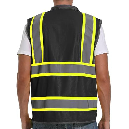 ArcRidge Reflective Safety Vest for Men and Women - High Visibility Construction Vest - Dual Tone Reflective Strips - color: Black, size: X-Large