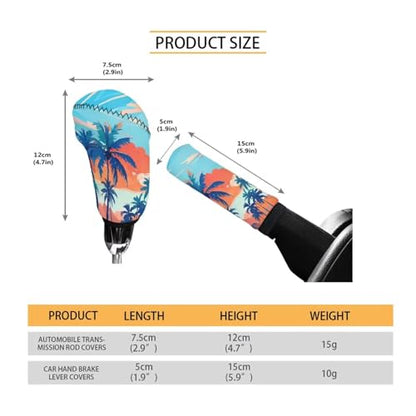 Jeiento Blue Hawaii Tropical Car Gear Shift Knob Cover Handbreak Covers Set of 2,Summer Palm Tree Auto Gear Shift Protector Accessories Universal FIt Most Vehicle SUV Truck - color: Blue Hawaii Tropical Summer Palm Tree