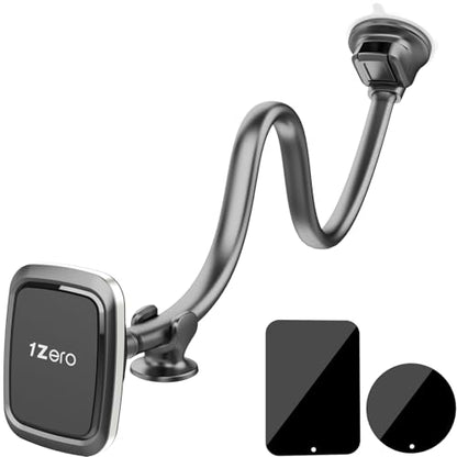 1Zero Magnetic Phone Car Mount 14-Inch Gooseneck Long Arm Extension, Universal Windshield Dashboard Industrial-Strength Suction Cup Car Phone Holder for All Cell Phones (Magnetic Phone Mount) - color: Magnetic Phone Mount