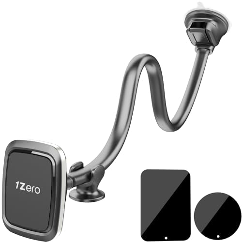 1Zero Magnetic Phone Car Mount 14-Inch Gooseneck Long Arm Extension, Universal Windshield Dashboard Industrial-Strength Suction Cup Car Phone Holder for All Cell Phones (Magnetic Phone Mount) - color: Magnetic Phone Mount