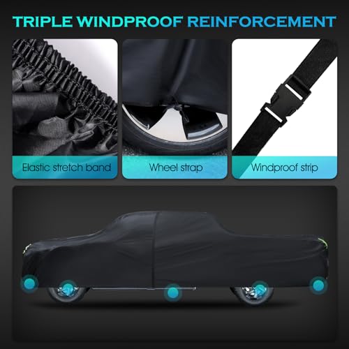 Car Cover Waterproof All Weather Full Outdoor Pickup Truck Cover Rain UV Protection, Size T2 Universal Fit for Ford F150 Chevy Silverado Dodge Ram 1500. (Fit Truck Length 221 to 228 inch) - size: T2 Fit Truck Length 221 to 228 inch