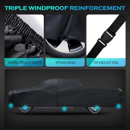 Car Cover Waterproof All Weather Full Outdoor Pickup Truck Cover Rain UV Protection, Size T2 Universal Fit for Ford F150 Chevy Silverado Dodge Ram 1500. (Fit Truck Length 221 to 228 inch) - size: T2 Fit Truck Length 221 to 228 inch